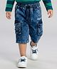 Babyhug Denim Knee Length Washed Jamaican With Stretch - Blue