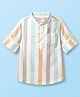 Babyhug Cotton Woven Full Sleeves Mandarin Collar Kurta Style Shirt With Stripe - Multicolour