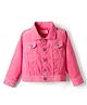 Babyhug Cotton Lycra Woven Full Sleeves Solid Corduroy Jacket - Pink