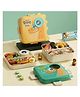 SANJARY Stainless Steel DeeDee Dino 3 Compartment Lunch Box Leakproof BPA-Free 1190ml includes Spoon Color & Print May Vary