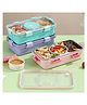 SANJARY Leakproof 3 Compartment Lunch Box with Spoon Stainless Steel 650ml Box 150ml bowl color design may vary