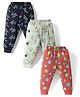 CUCUMBER Cotton Knit Full Length Leggings With Sport Theme Print Pack Of 3 - Black & Light Green