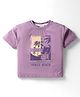 CUCUMBER Sinker Knit Half Sleeves T-Shirt With Beach Print - Violet
