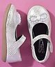 SHOES FOR JUNIORS Bow Applique Detailed & Rhinestones Embellished With Velcro Closure Mary Jane Ballerinas - Silver