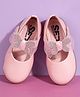 SHOES FOR JUNIORS Butterly Applique Detailed & Rhinestones Embellished With Velcro Closure Mary Jane Ballerinas - Pink