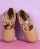 SHOES FOR JUNIORS Butterly Applique Detailed & Rhinestones Embellished With Velcro Closure Mary Jane Ballerinas - Beige