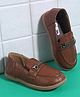 SHOES FOR JUNIORS Self Designed & Metal Applique Detailed Loafers - Brown