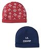 Doodle Poodle Interlock Cotton Knit Teddy Print Caps Salsa Red & Limoges Blue - Diameter 10.5 cm