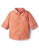 Babyhug Cotton Woven Full Sleeves Striped Shirt - White & Orange
