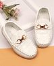 Cute Walk by Babyhug Slip On Solid Loafers with Applique Detailing - White