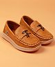 Cute Walk by Babyhug Slip On Solid Coloured Loafers With Applique - Tan