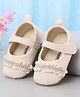 Cute Walk by Babyhug Velcro Closure Booties With Frills & Embellishments - Beige