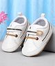 Cute Walk by Babyhug Solid Booties with Velcro Closure - White & Khaki
