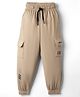 Smarty Boys Looper Knit Full Length Lounge Pant With Text Print - Khaki