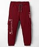 Smarty Boys Looper Knit Full Length Lounge Pant With Text Print - Maroon