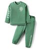 Smarty Boys Looper Knit Full Sleeves T-Shirt & Lounge Pant Set With Text Print - Mint