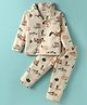 Smarty Boys Looper Knit Full Sleeves Co-Ord Night Suit With Jungle Print - Beige