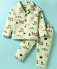 Smarty Boys Looper Knit Full Sleeves Co-Ord Night Suit With Jungle Print - Light Green