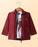 Radutu Full Sleeves Ribbed Jacket With Typography Printed Tee Set - Maroon & White