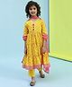 BIBA Cotton Woven Three Fourth Bell Sleeves Bandhani Printed Gota Lace & Sequins Embellished Kurta Pant With Dupatta Set - Yellow