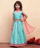 BIBA Woven Sleeveless Floral Embroidered Lace Embellished Abstract Foil Printed Lehenga Choli With Dupatta Set - Turquoise