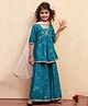 BIBA Woven Half Sleeves Floral Foil Printed Lace Embellished Kurta Lehenga With Dupatta Set - Green