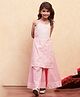 BIBA Cotton Woven Sleeveless Floral Embroidered Mirror Work Detailed Kurta Palazzo Set - Pink