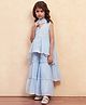 BIBA Woven Sleeveless Floral Embroidered Sequins Embellished Lace Detailed Kurta Sharara With Dupatta Set - Ice Blue