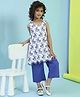 BIBA Cotton Woven Sleeveless Floral Embroidered Kurta Pant Set - White