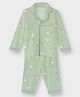 Cocoon Care Bamboo Woven Full Sleeves Birds Printed Coordinating Night Suit Set - Light Green