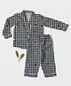 Cocoon Care Bamboo Cotton Woven Full Sleeves Gingham Checked & Hearts Printed Coordinating Night Suit Set - Black