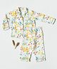Cocoon Care Bamboo Cotton Woven Full Sleeves Floral & Strawberries Printed Coordinating Night Suit Set - Multi Colour