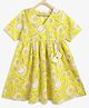 Campana 100% Cotton Woven Half Sleeves Floral Printed Anarkali Kurta - Lime Green