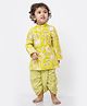 Campana 100% Cotton Woven Full Sleeves Floral Printed Dhoti Kurta Set - Lime Green
