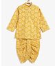 Campana 100% Cotton Woven Full Sleeves Block Printed Dhoti Kurta Set - Yellow