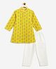 Campana 100% Cotton Woven Full Sleeves Floral Printed Kurta Pyjama Set - Lime Green & Peach