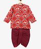Campana 100% Cotton Woven Full Sleeves Patola Printed Dhoti Kurta Set - Red & Purple