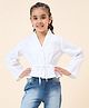 StyloBug Cotton Woven Full Sleeves Textured  Top - White