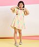StyloBug Woven Half Balloon Sleeves Abstract Printed & Cut Out Detailed Dress - Multi Colour