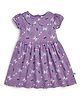 JusCubs Cotton Jersey Knit Half Puffed Sleeves Butterflies Printed Dress - Purple