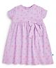 JusCubs Cotton Knit Half Sleeves Hearts Printed Bow Applique Detailed Flared Dress - Lavender