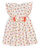 JusCubs Cotton Jersey Knit Sleeveless Floral Printed Frill & Bow Applique Detailed Dress - Orange