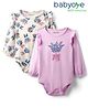 Babyoye 100% Cotton Knit With Eco Jiva Finish Full Sleeves Onesies With Floral Print Pack of 2 - Lilac & Offwhite