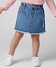 Babyhug Mid Thigh Skirt with Stretch & Text Embroidery - Blue