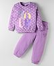 Olio Kids Looper Knit Full Sleeves Polka Dots & Text Printed Winter Wear Suit - Purple