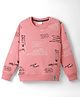 Olio Kids Fleece Knit Full Sleeves Text Printed Sweatshirt - Pink