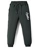 Olio Kids Sinker Knit Full Length Lounge Pants with Creative Text Print - Dark Green