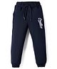 Olio Kids Sinker Knit Full Length Lounge Pants with Creative Text Print - Navy Blue