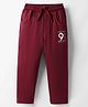 Olio Kids Looper Knit Full Length Lounge Pant With Text Print - Maroon