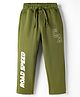 Olio Kids Lopper Knit Full Length Lounge Pant with Text Print - Olive Green